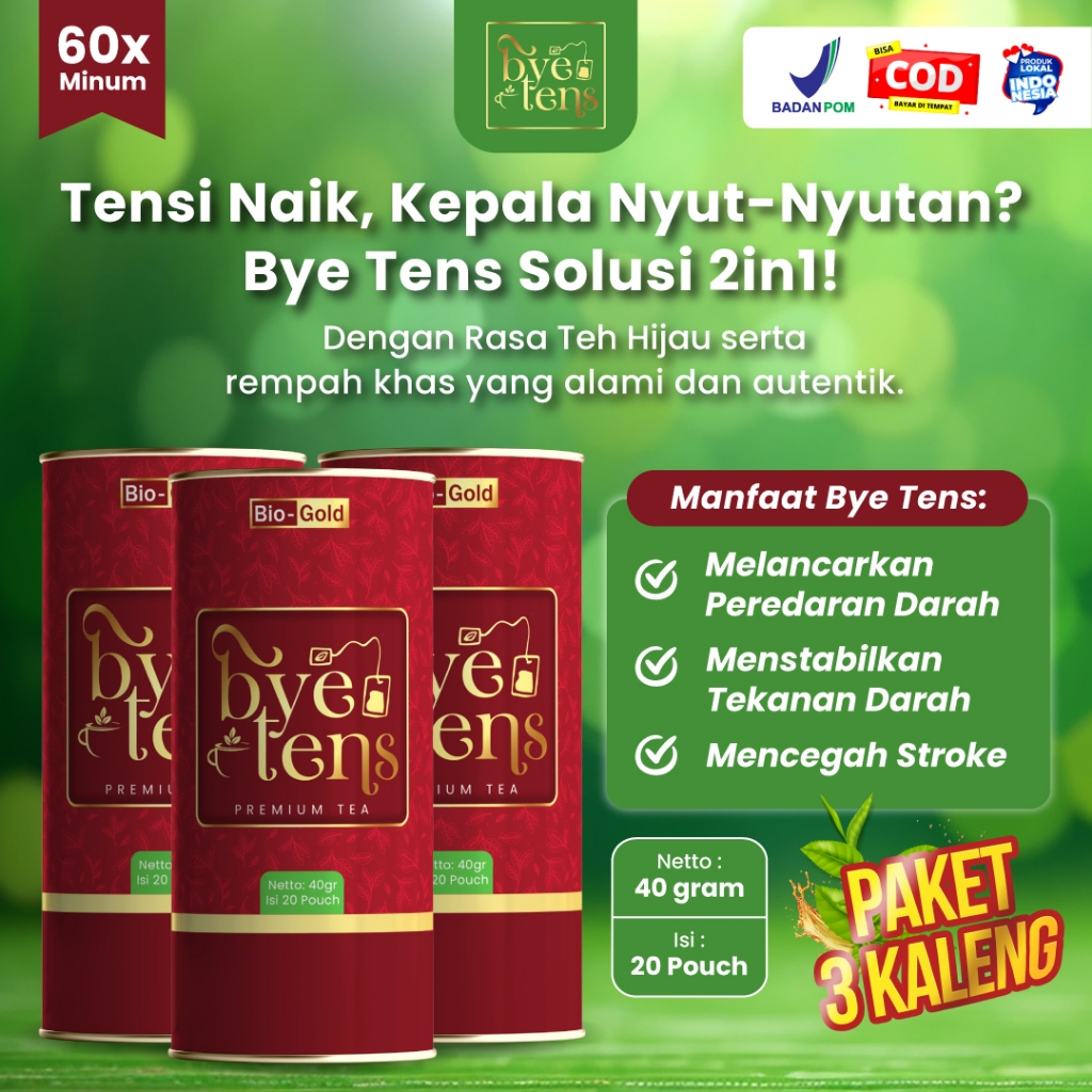 

Bye Tens Teh Herbal Premium - Bantu Hipertensi, Kolesterol & Asam Urat, Menurunkan Darah Tinggi