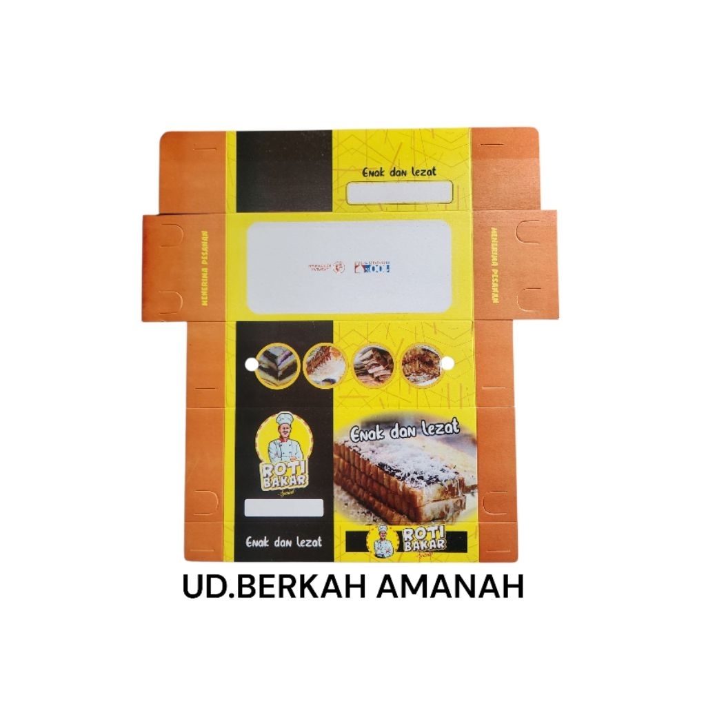 

KARDUS BOX ROTI BAKAR/KEMASAN ROTI BAKAR/KERTAS BUNGKUS ROTI BAKAR