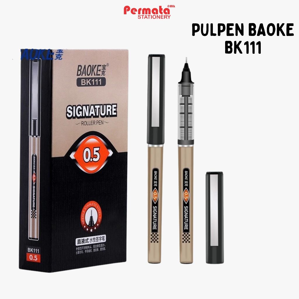

Pulpen BAOKE BK111 Roller Ball Pen 0.5mm Hitam Isi 12 Pcs