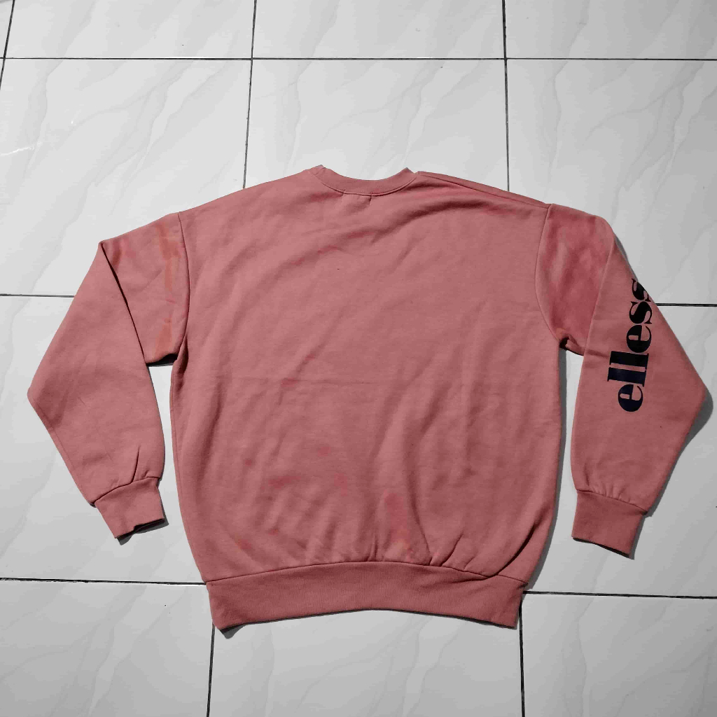 JAKET CREW NECK ELL3S5E warna Terracotta 100% FASHION OVERSIZE BOXY SECOND BEKAS PRIA WANITA SEKEN S