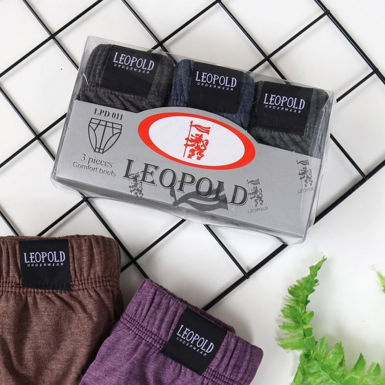 ( 3pc ) CD Leopold Mika | Celana Dalam Pria Dewasa Karet Kerut | CD Pria Leopold - Warung Mintul