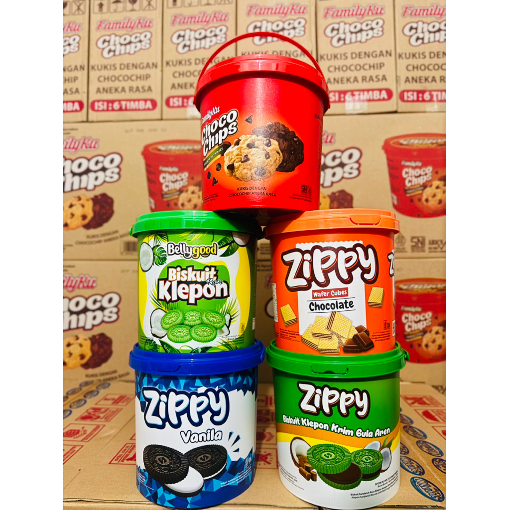 

Biskuit Timba Jar Zippy Chochochip Wafer 1Dus isi 6 Kaleng