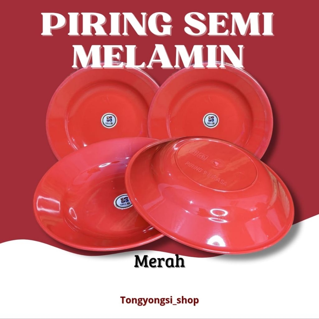 PIRING SEMI MELAMIN 12 PCS BERKUALITAS WARNA MERAH