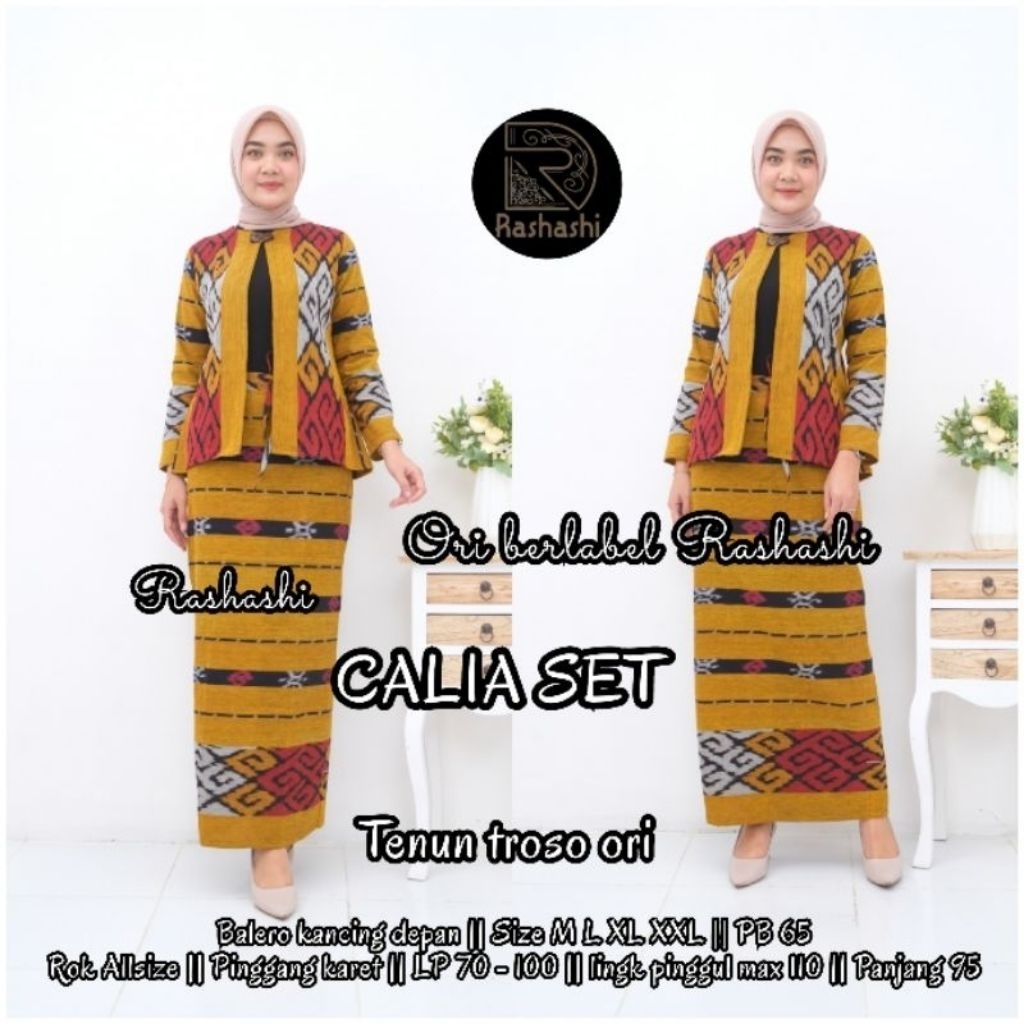 SETELAN OUTER DAN ROK TENUN PANJANG, BAJU SETELAN WANITA ETNIK, BLOUSE TENUN LENGAN PANJANG