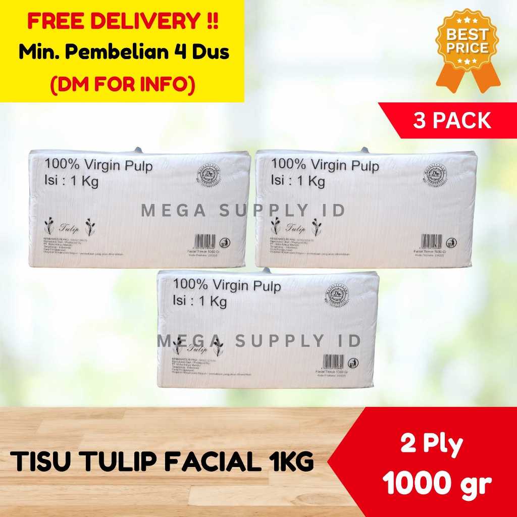 [GROSIR] TISU / TISSUE TULIP 1000 GR | TISSUE PULP KILOAN | TULIP Tissue Wajah 1000gr [3PACK]