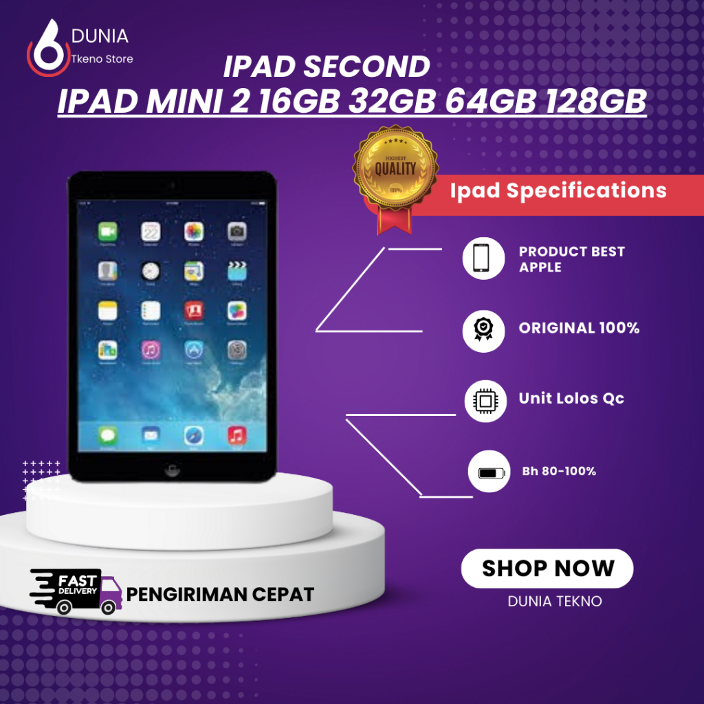 Ipad Mini 2 16GB 32GB 64GB 128GB Second TERMURAH JAMINAN ORIGINAL APPLE