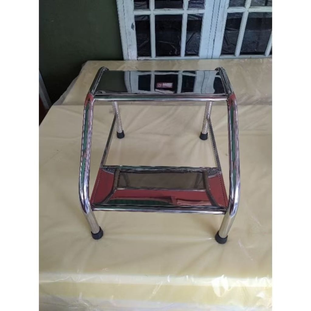 Tangga bed pasien/Footstp meja periksa pasien/pijakan bed uks,klinik,dll FULL STAINLESS STELL