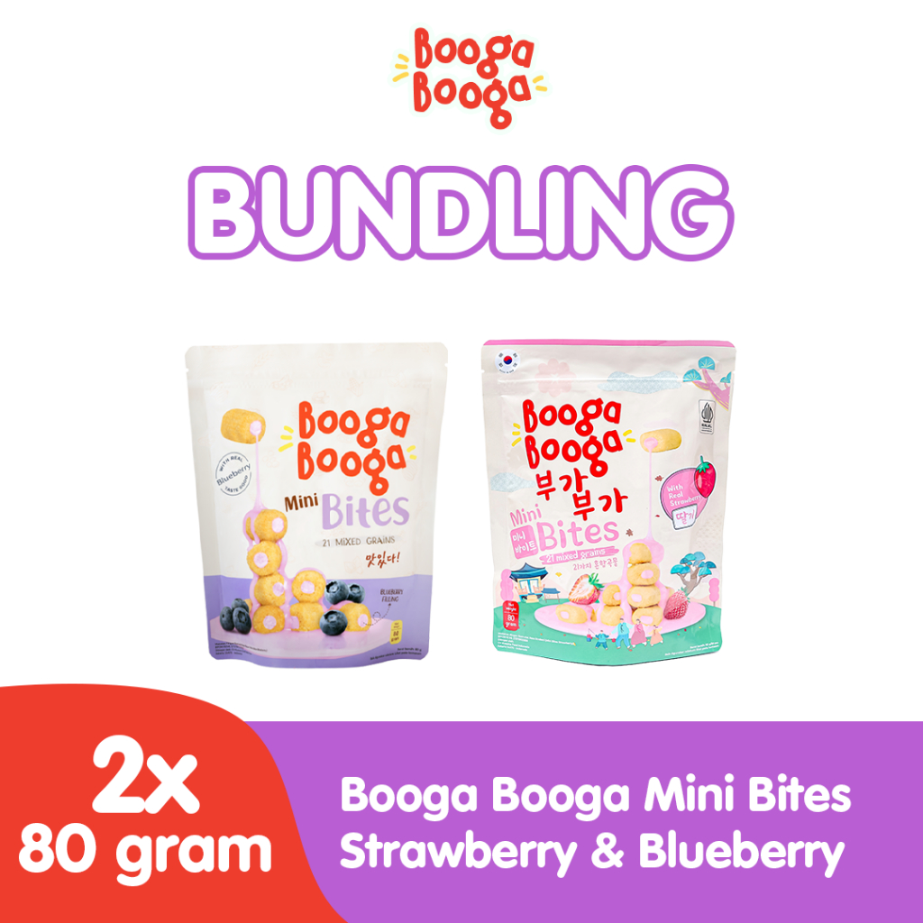 

Bundling Booga Booga Mini Bites Strawberry & Blueberry [2 pcs] / Snack Cemilan Sehat / Healthy Snack