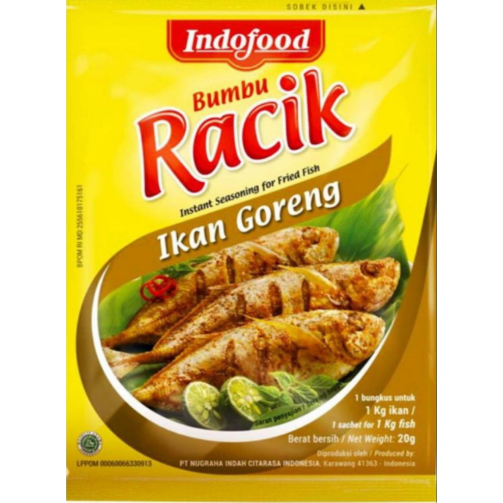 

( rentengan) indofood bumbu racik ikan goreng 1renteng isi 10pcs x 20gram..