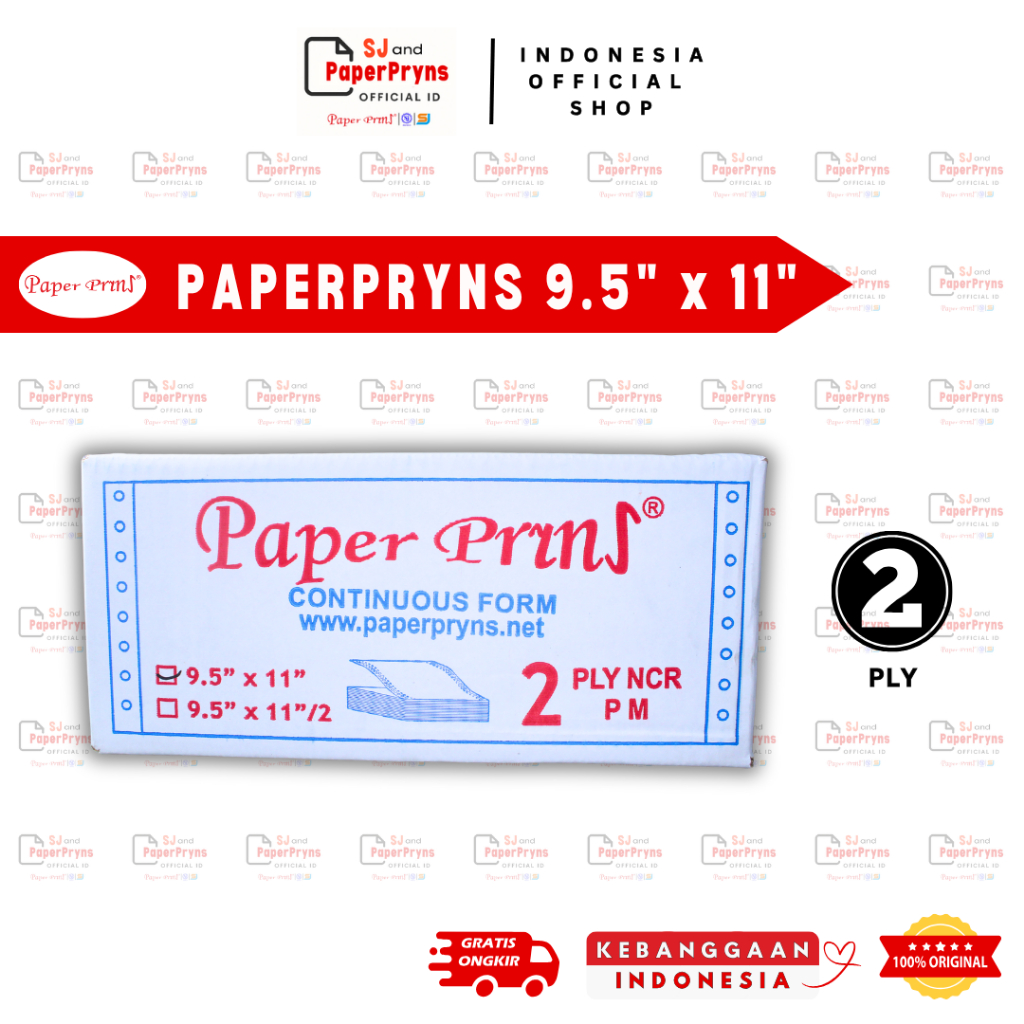 

PAPERPRYNS Kertas Continuous Form 9,5" × 11" (2 PLY) NCR Sheets