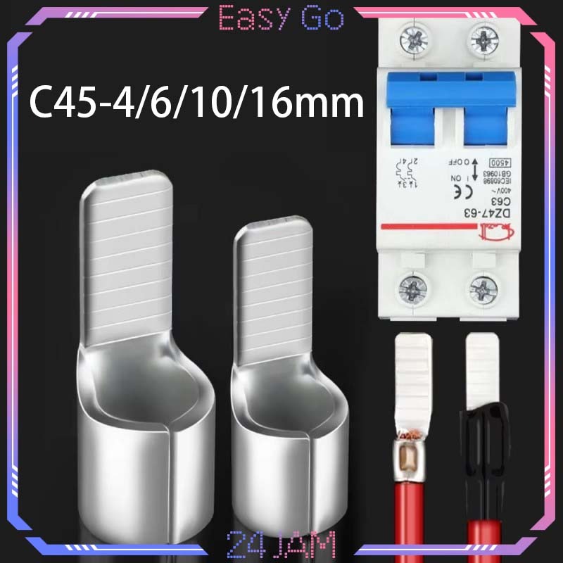 Isi 10pcs C45-4/6/10/16 Skun Gepeng Pin Skun Gepeng Non Isolated Terminal Wire Cable Connector