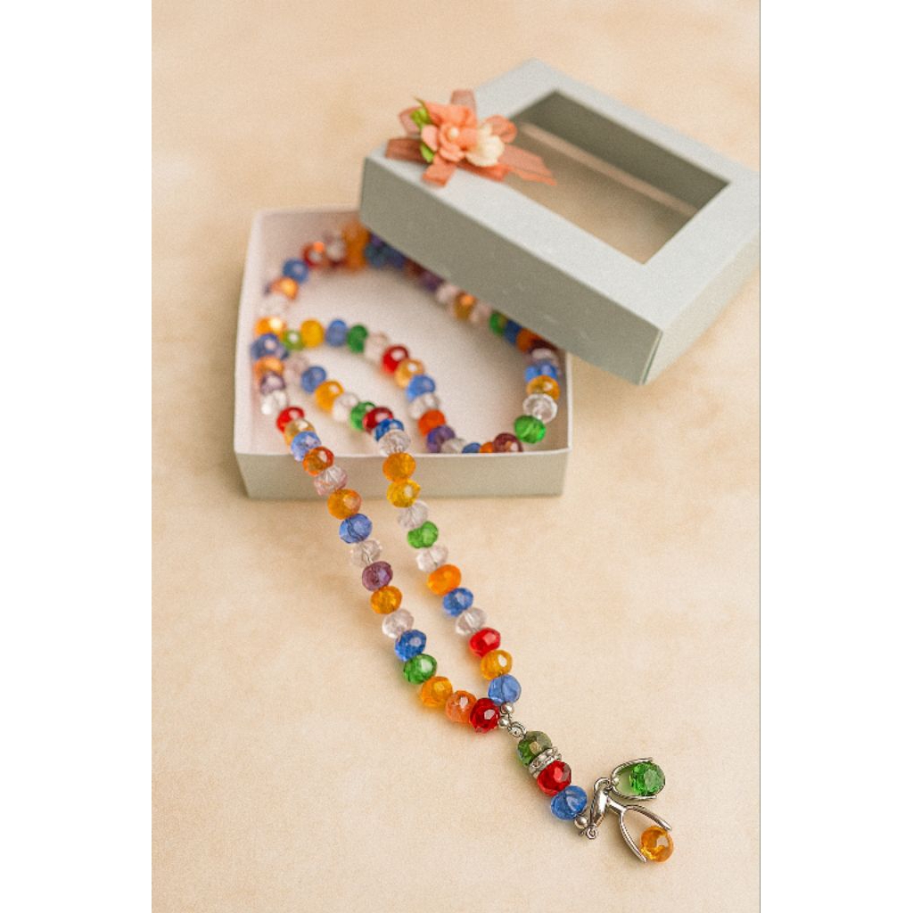 Tasbih 99 butir kristal rainbow