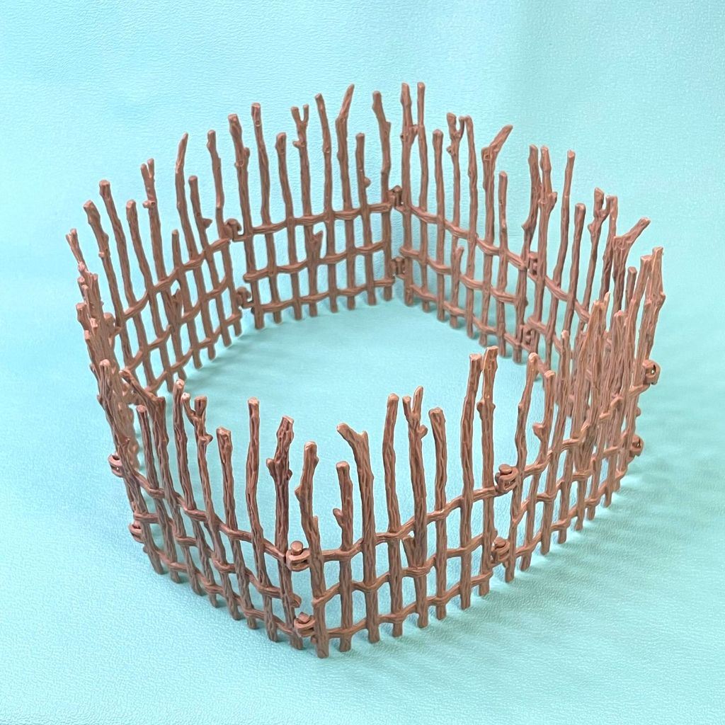 Miniatur pagar batang kayu coklat fence kandang hewan mainan diorama toys fotografi