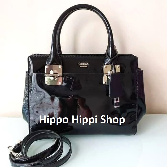 [New] Tas Selempang Wanita Guess Original Black Hitam Glossy Large