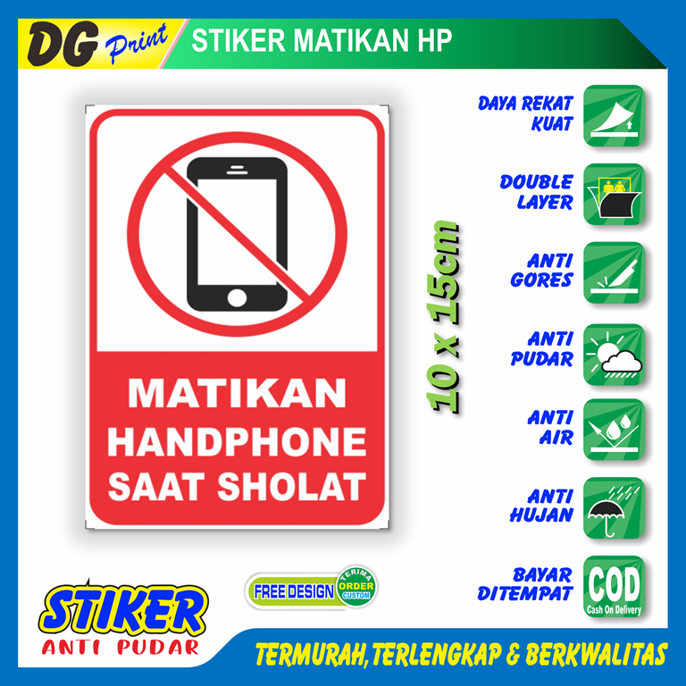 

Stiker anti pudar kotak matikan hp saat sholat sticker ketenangan masjid musholla anti berisik