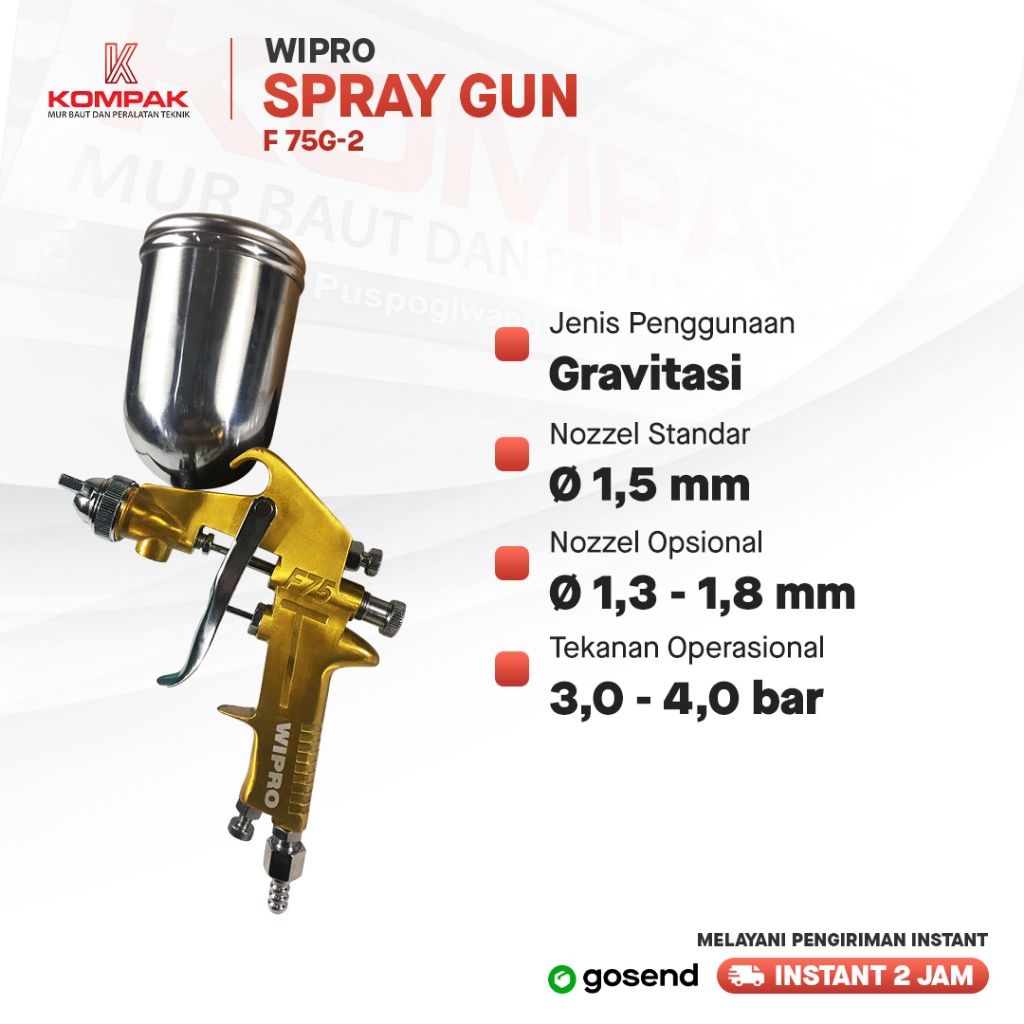 Spray Gun Wipro F75G-2 Spoit Sped Tabung Atas F 75 G Semprotan Cat