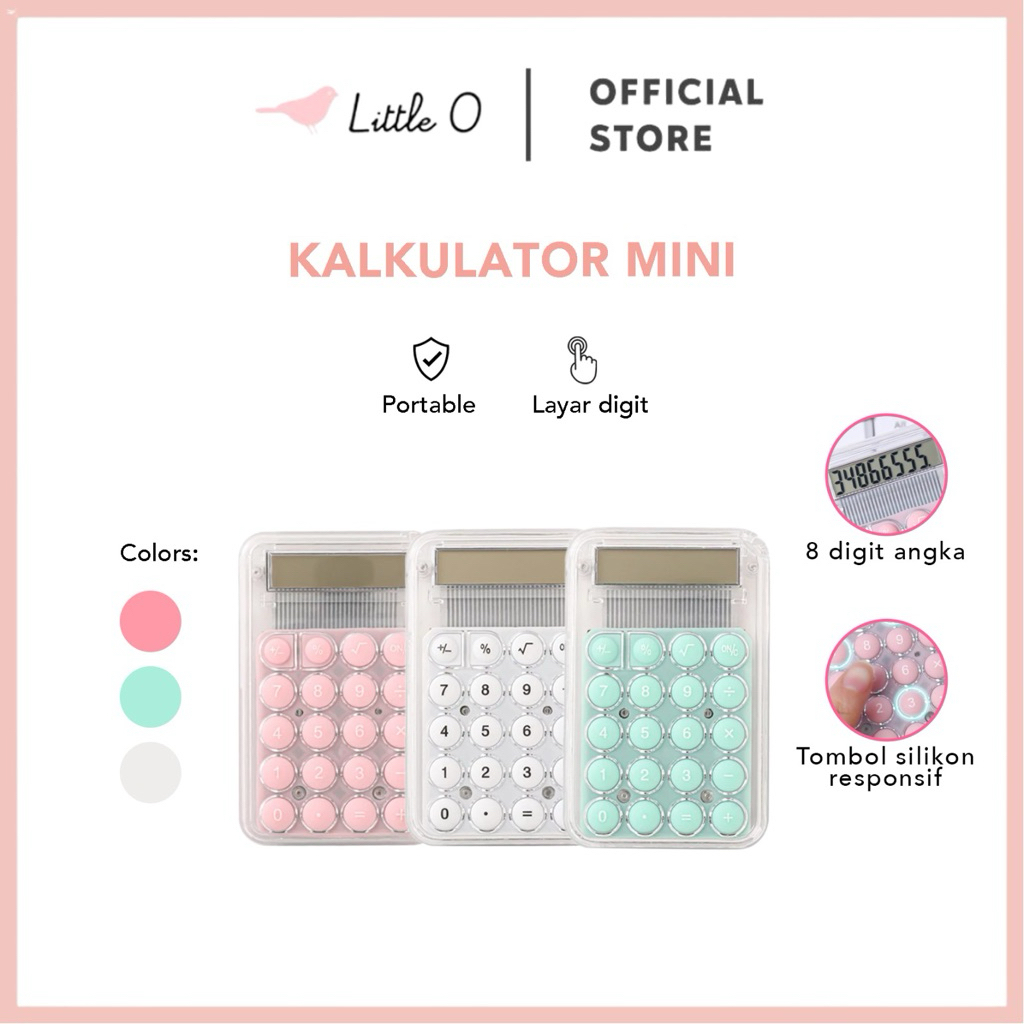 

LITTLE O Kalkulator Pastel Mini Transparan Kalkulator Kecil Imut Kalkulator Permen Electronic Calculator