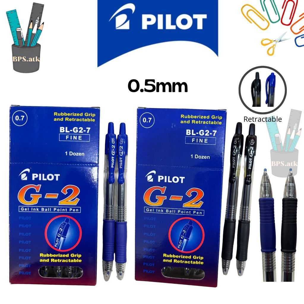 

(12 pcs) PILOT Pulpen Gel BL-G2-7 0.5mm/0.7mm Retractable Pena Pen Cetek
