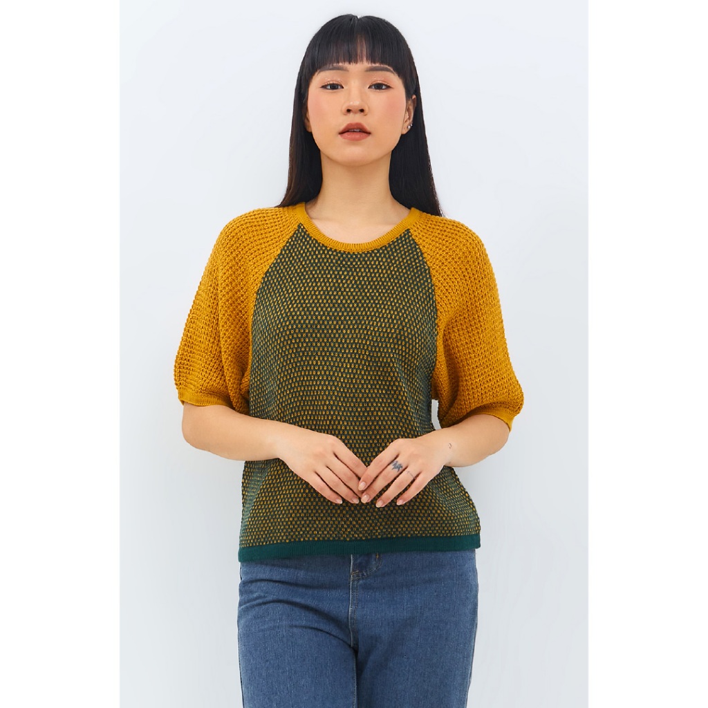 Emba Ladies - Rilla Kaos Rajut Wanita Lengan 3/4 Warna Green