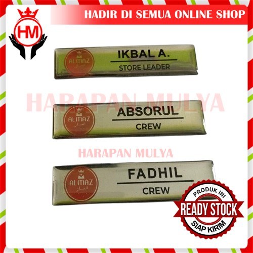 

Papan Nama Dada Almaz Name Tag Logo Almas Fiber - Harapan Mulya