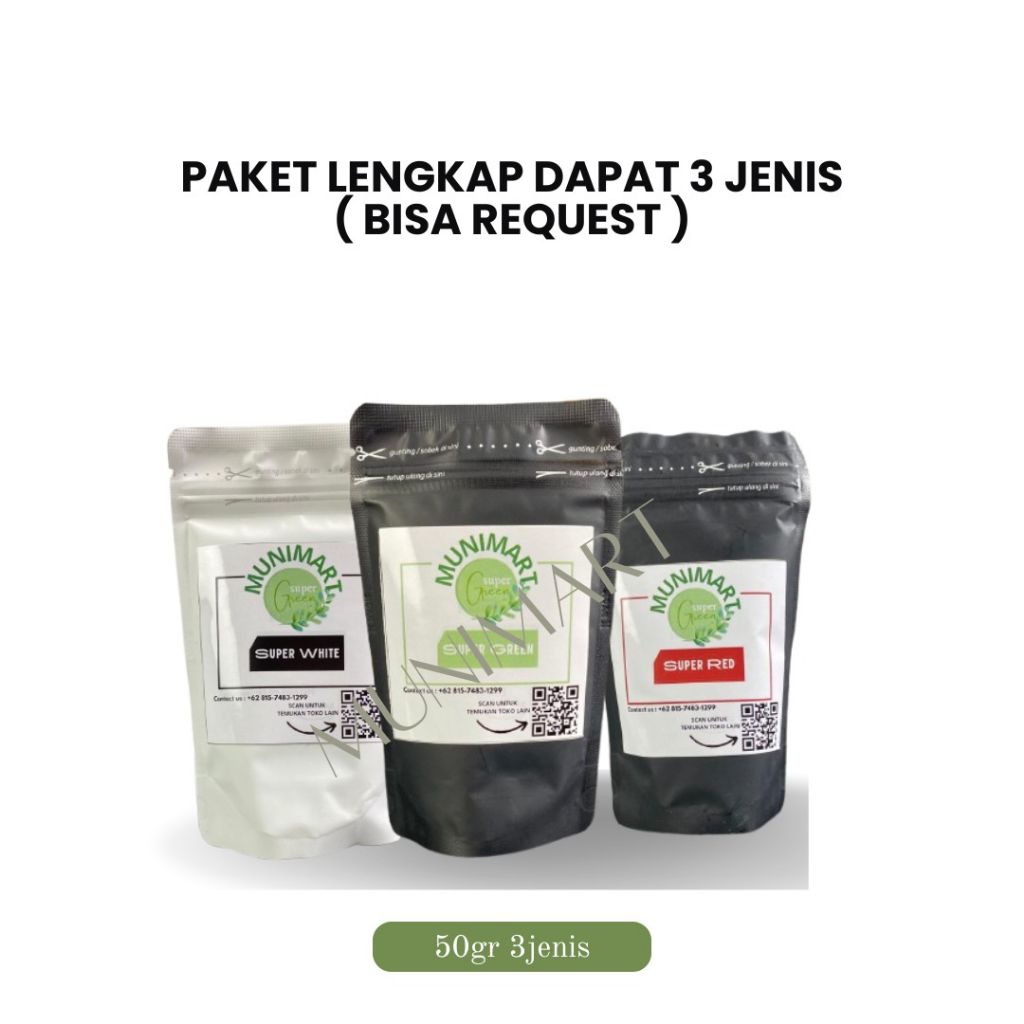 

Paket Lengkap 3jenis 50gram terbaikk (boleh request dicatatan pesanan)