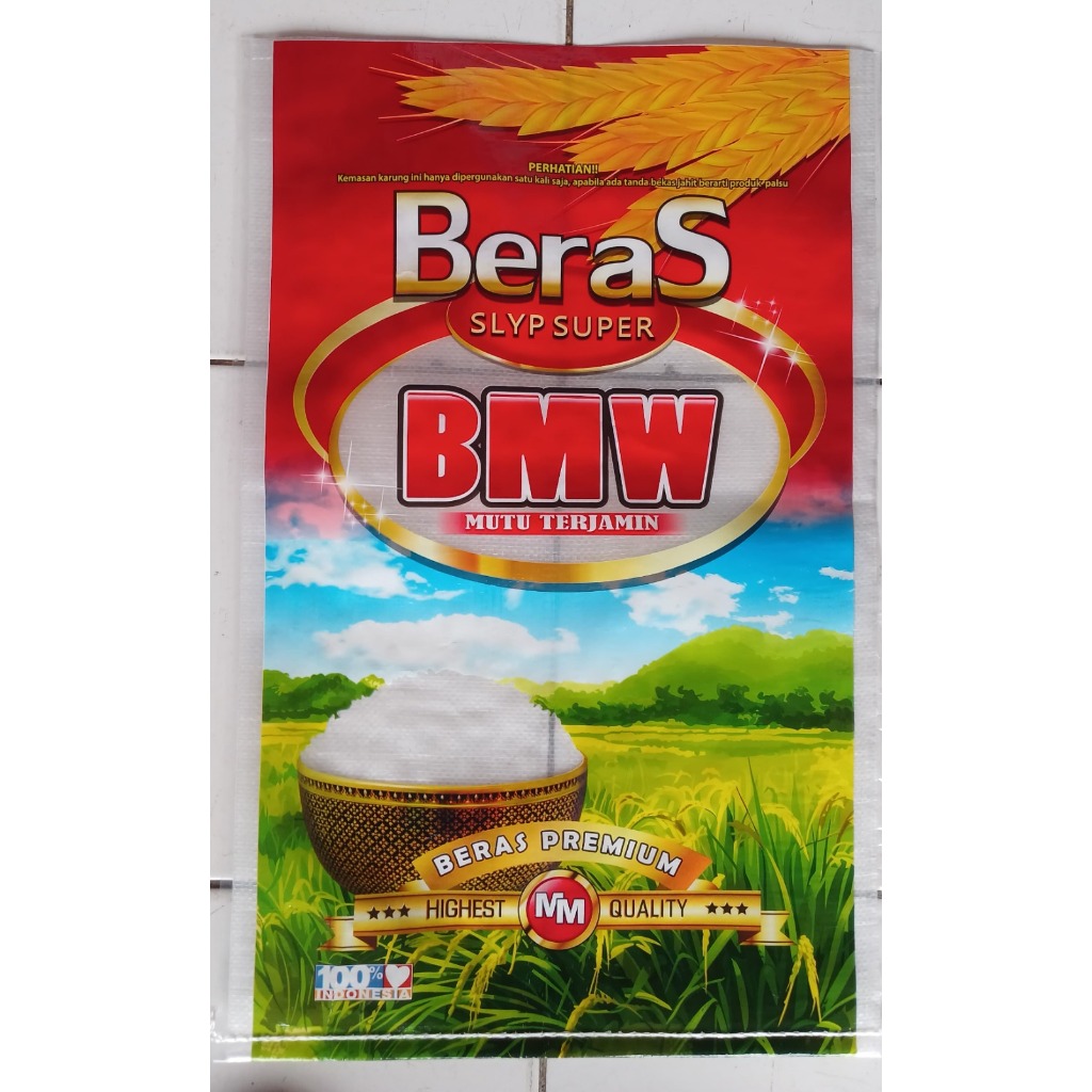 karung beras laminating 10 kg BMW(ini kemasan bukan beras )