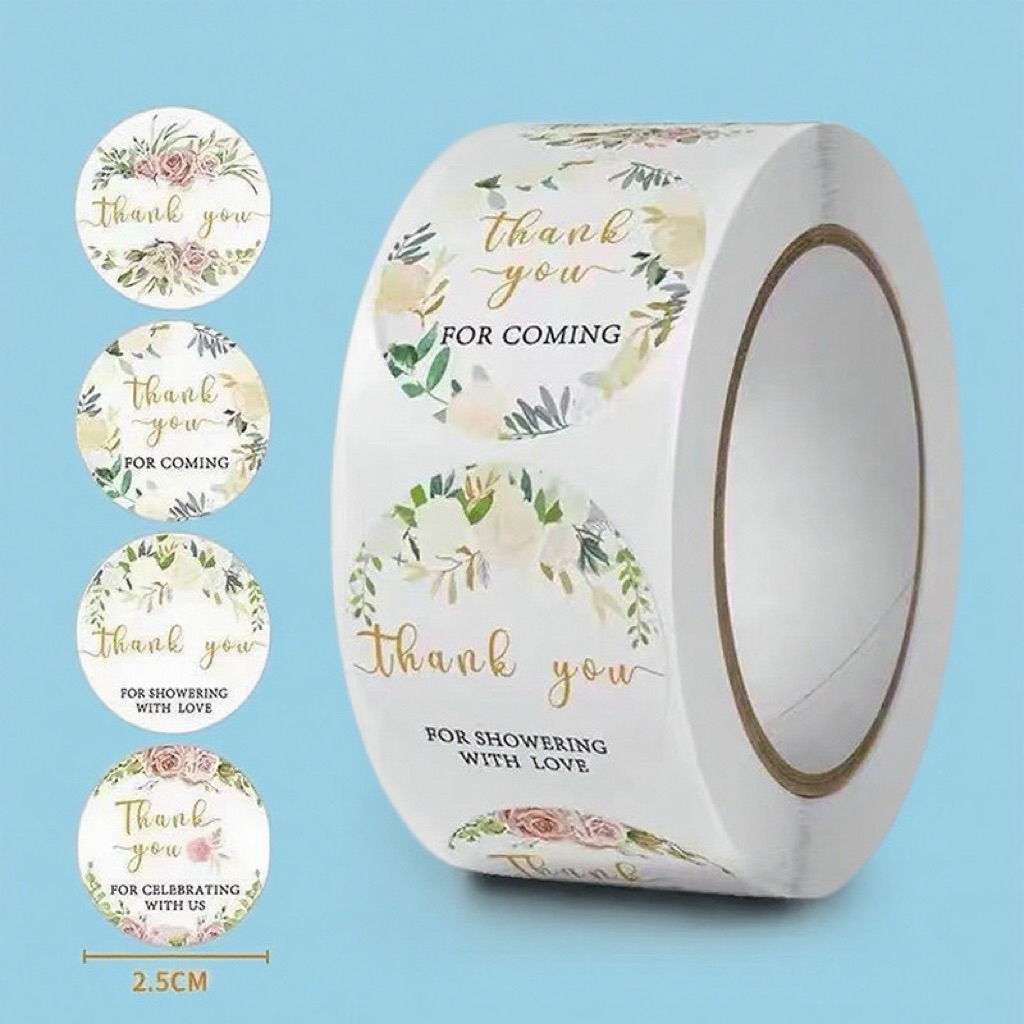 

500 PCS Sticker Roll THANK YOU For Showering With Love | Sticker Gulung Tulisan Terima Kasih