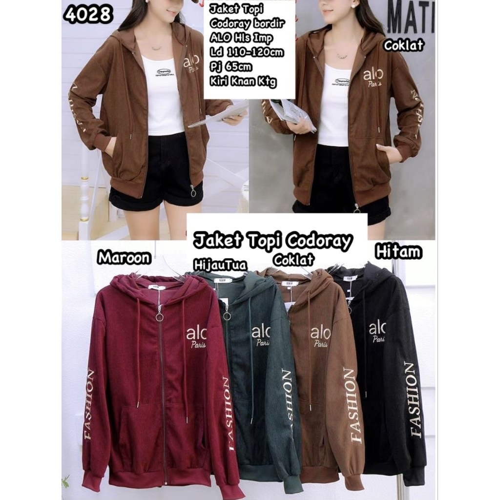 CS 4028 JAKET TOPI CODORAY BORDIR WANITA IMPORT / READY / REALPICT