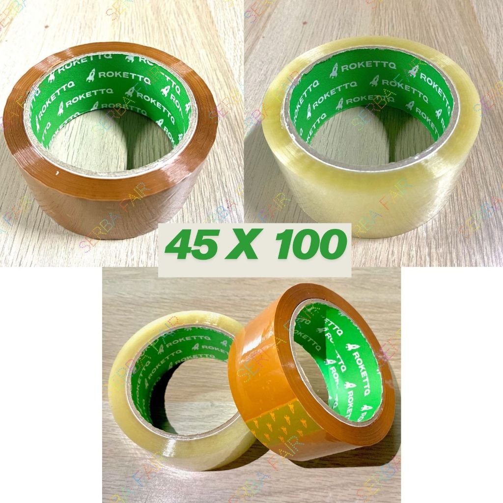 

Lakban Bening Coklat ROKETT GREEN CORE 2 Inch (45mm) 100 Yards ECO TERMURAH