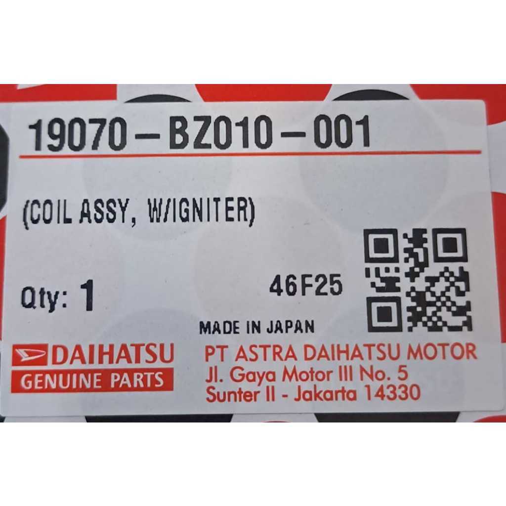 COIL/COIL ASSY DAIHATSU  XENIA 1.0 / 19070-BZ010-001