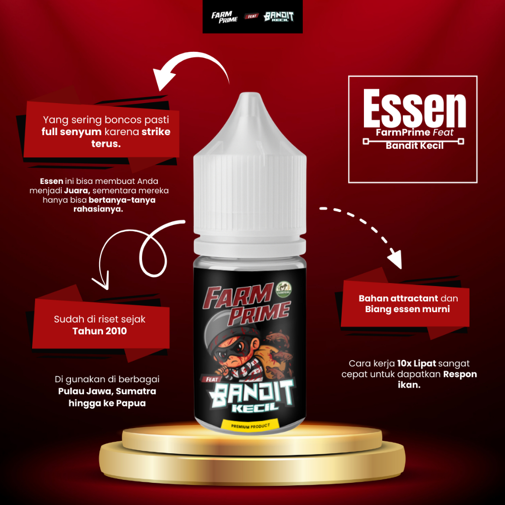 Essen Ikan lele ( L ) 30ML Farmprime X Bandit Spesial AMIS Untuk Segala Media Umpan