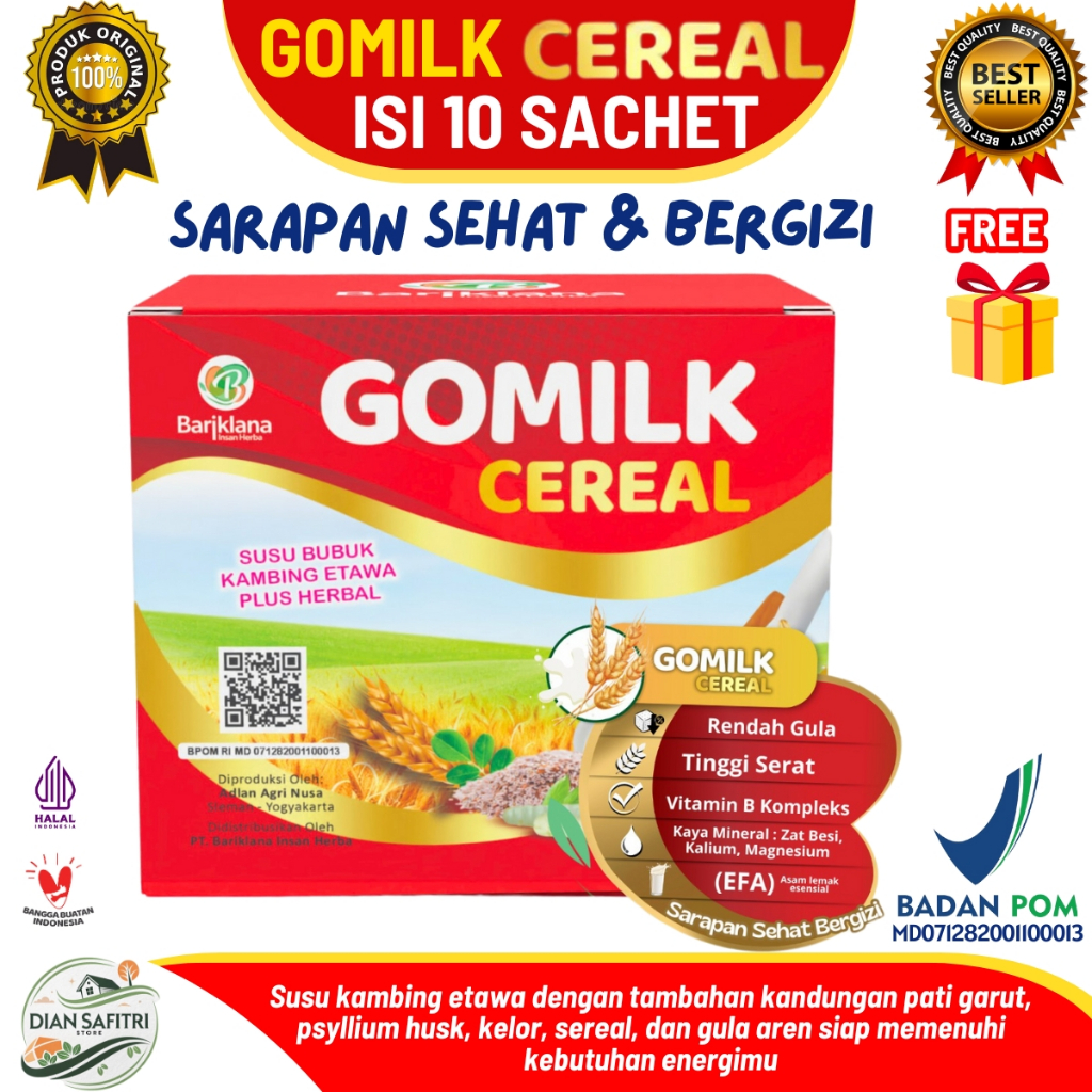 

Gomilk Cereal 250gr | Sarapan Sehat Aman untuk Lambung – Atasi Maag, GERD, Asam Lambung