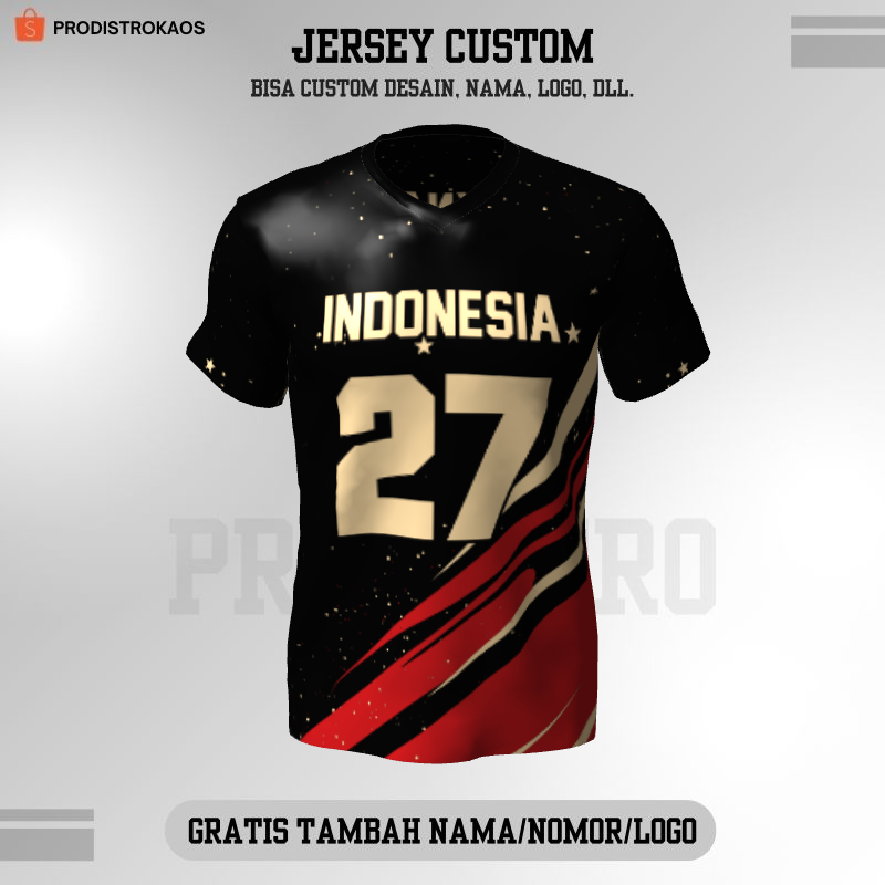 Baju Kaos Jersey Olahraga Badminton Pingpong Lari Volly dll- Jersey Futsal Retro Vintage Hitam Merah