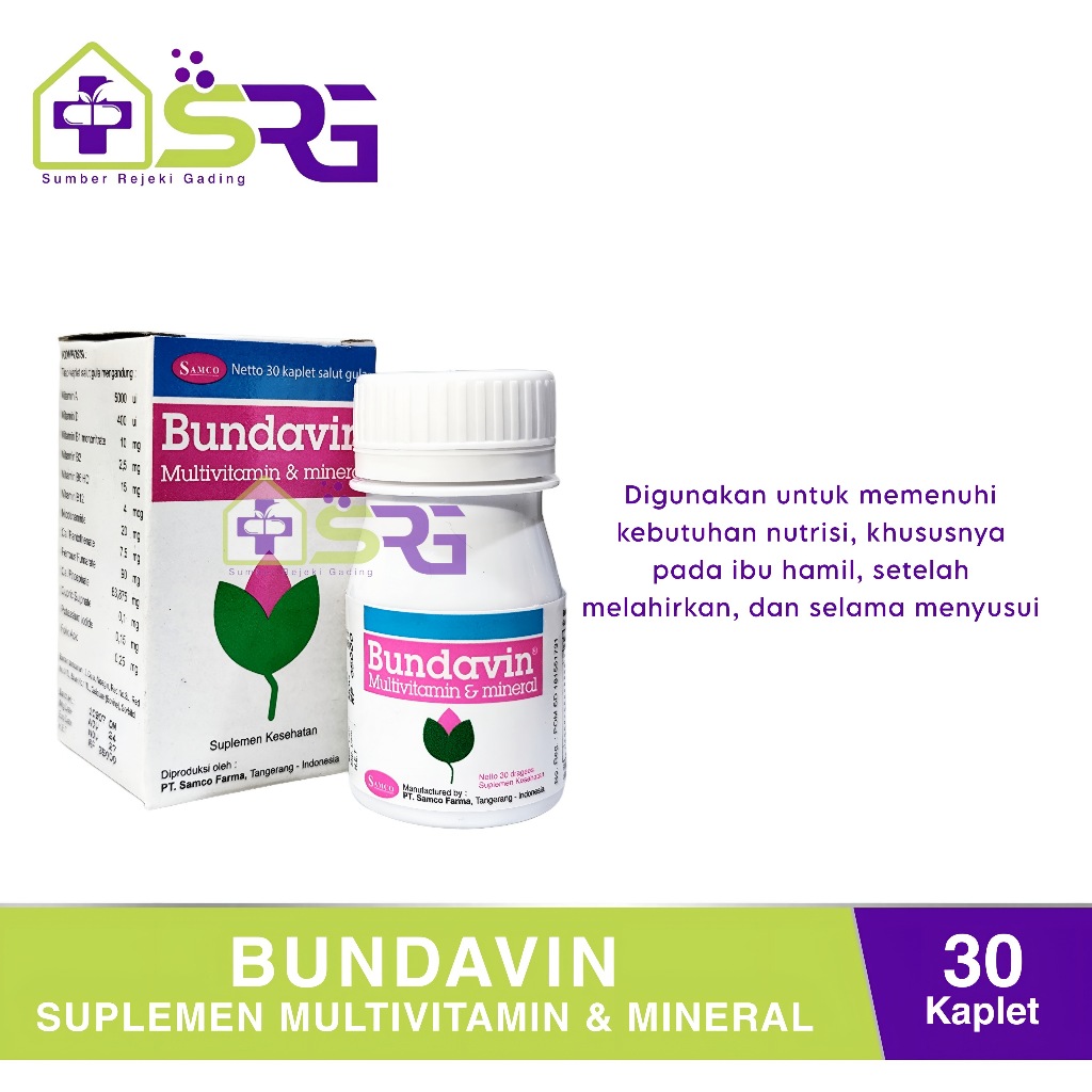 Bundavin Multivitamin Ibu Hamil Menyusui Pot 30 Tablet