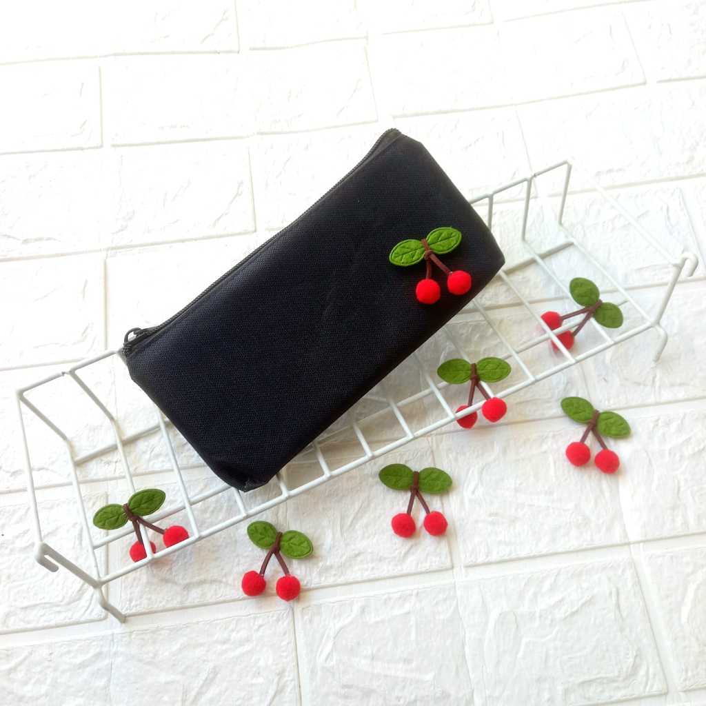 

Kotak Pensil Pin Cherry Tempat Pensil Zipper Unik Cherry