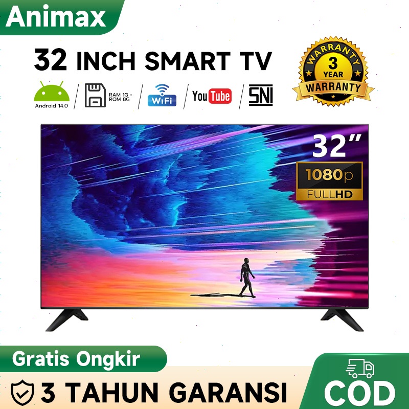 Animax Sakura Smart TV Android 32 inch Android TV Digital 32 Inch TV LED Android 14.0 /OS Coolita