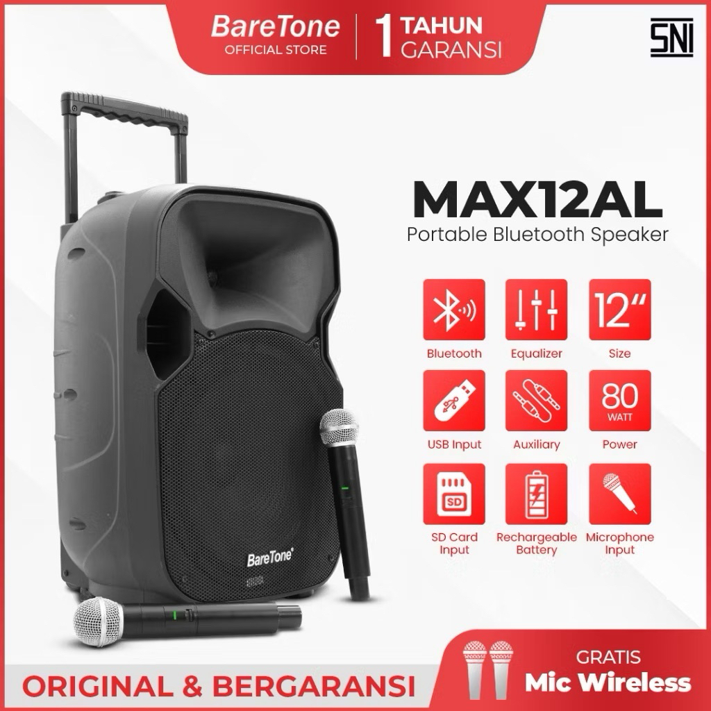 BARETONE MAX 12AL Portable Wireless Baretone 12inch