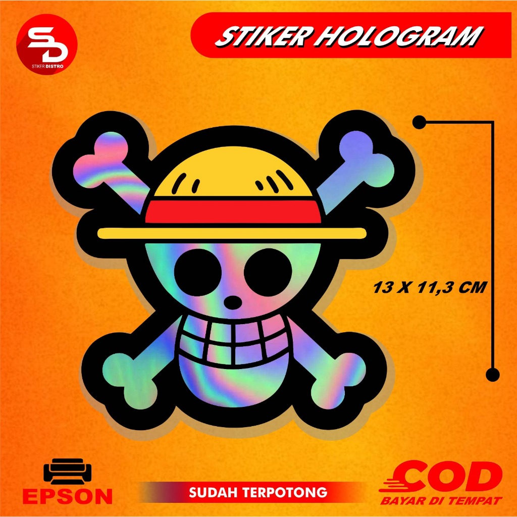 

Stiker Hologram Anime One Piece Flag Logo Bendera One Piece
