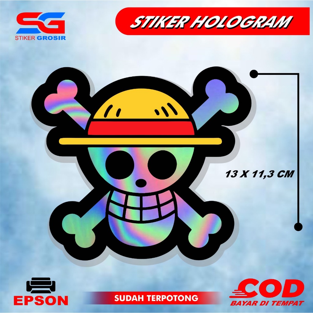 

Stiker Hologram Anime One Piece Flag Logo Bendera One Piece