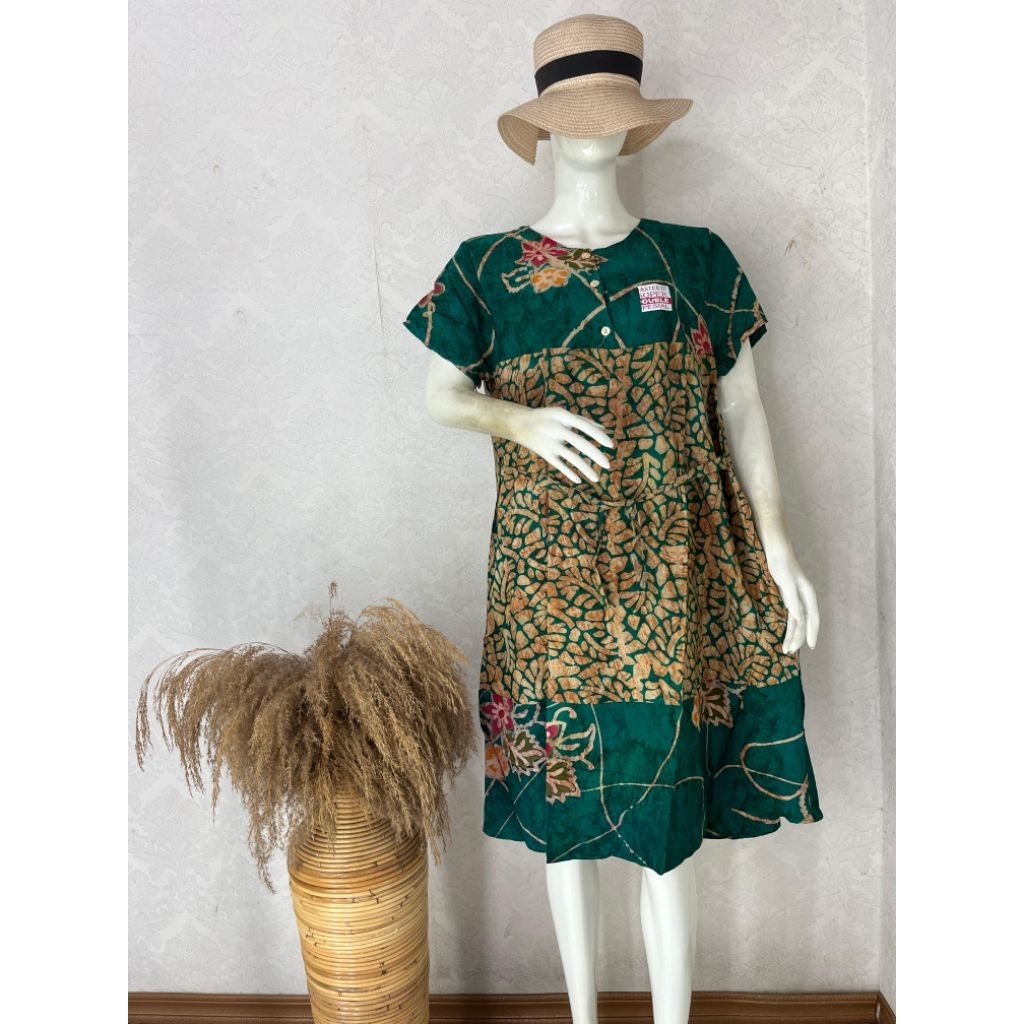 [READY STOCK] Daster Klok A Merk Oshin Batik Cap Cetak Solo | Dress Wanita Busui Friendly Panjang Se