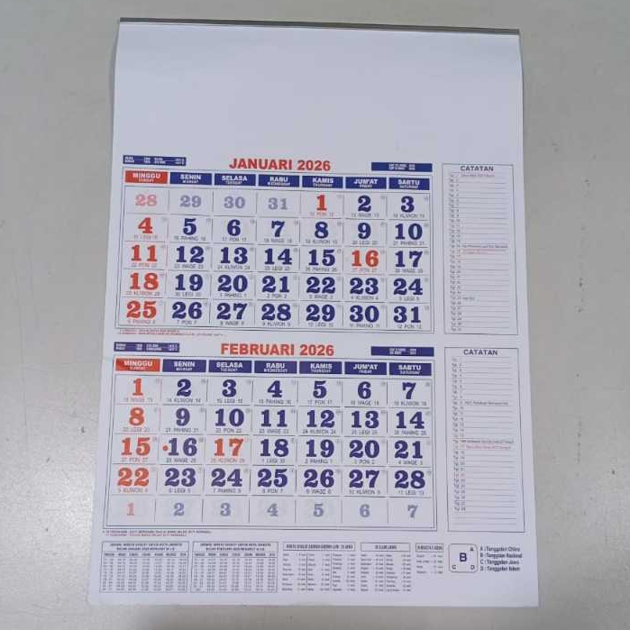 

Kalender Dinding Kerja Dwiwulan 6 lembar uk. 38 x 53.5 cm / Kalender 2026