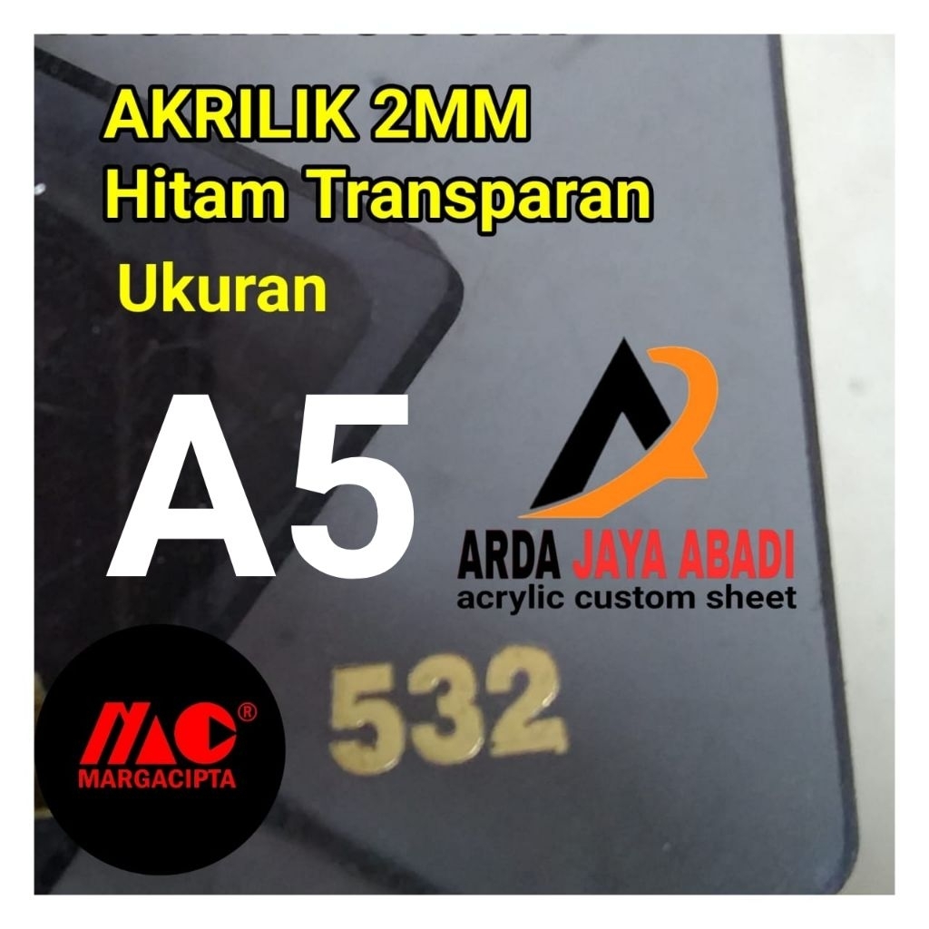 

akrilik 2mm hitam transparan A5 akrilik lembaran marga cipta warna riben
