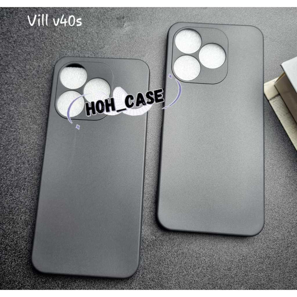 black case villaon v40s square black case hitam polos