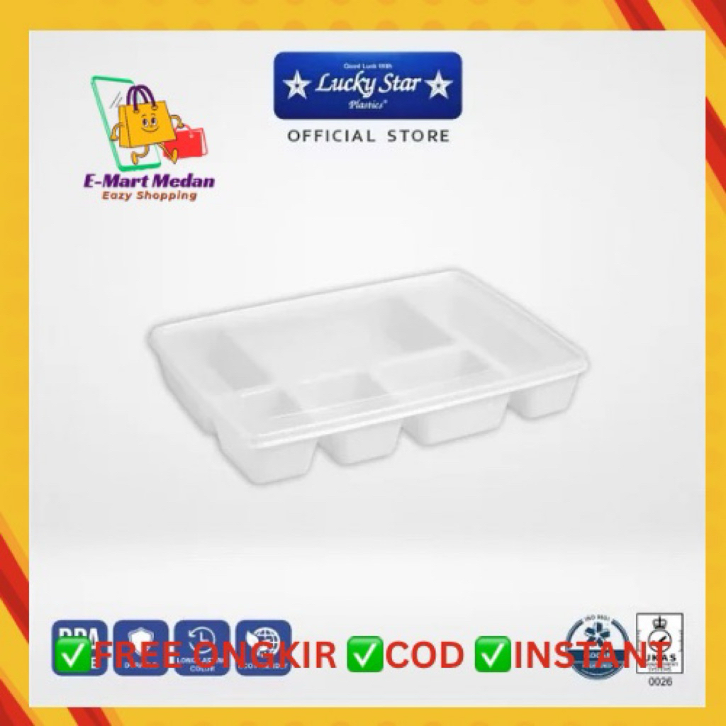 Lucky Star - LUNCH BOX SHANGHAI (PUTIH) / TEMPAT BEKAL / TEMPAT MAKAN