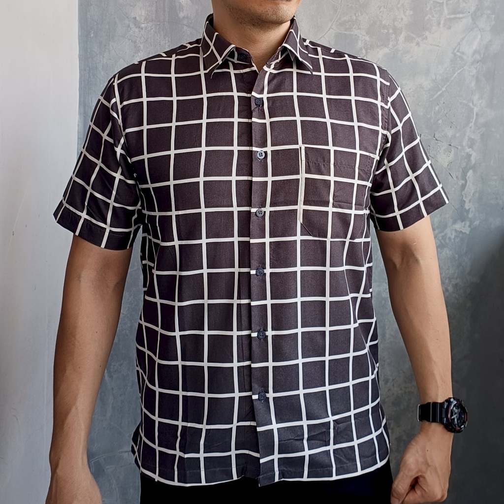 Salice Paolo Kemeja Pria Lengan Pendek Reguler Motif Kotak Norton Berbagai Warna