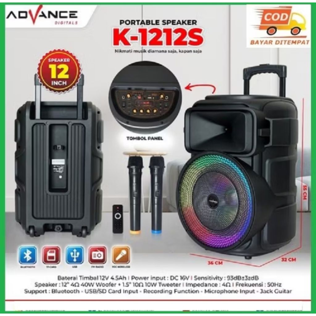 SPEAKER PORTABEL ADVANCE 12 INC K1212S