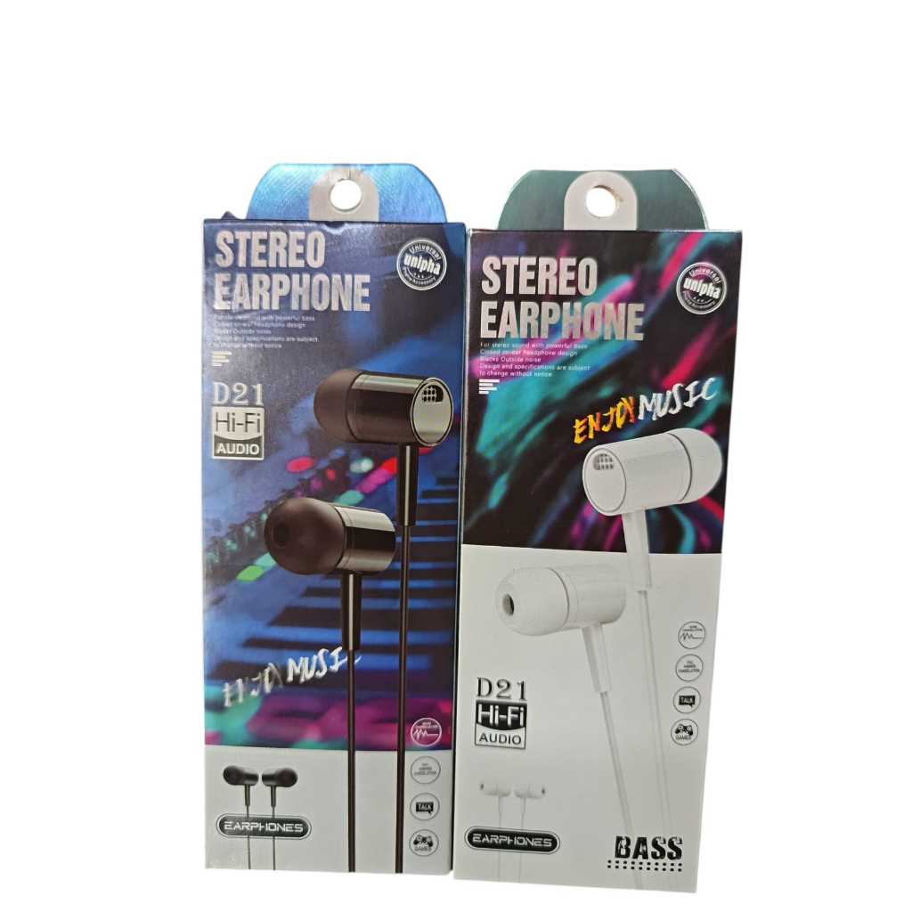 Hf Handsfree Headset Earphone D21 +Mic Stereo Bass