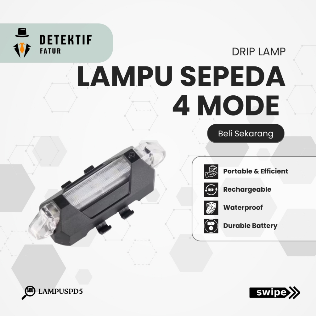 Drip Lamp Car Aksesoris Variasi Lampu Belakang Sepeda Motor Mobil 4 Mode Kedip Led Usb Waterproof