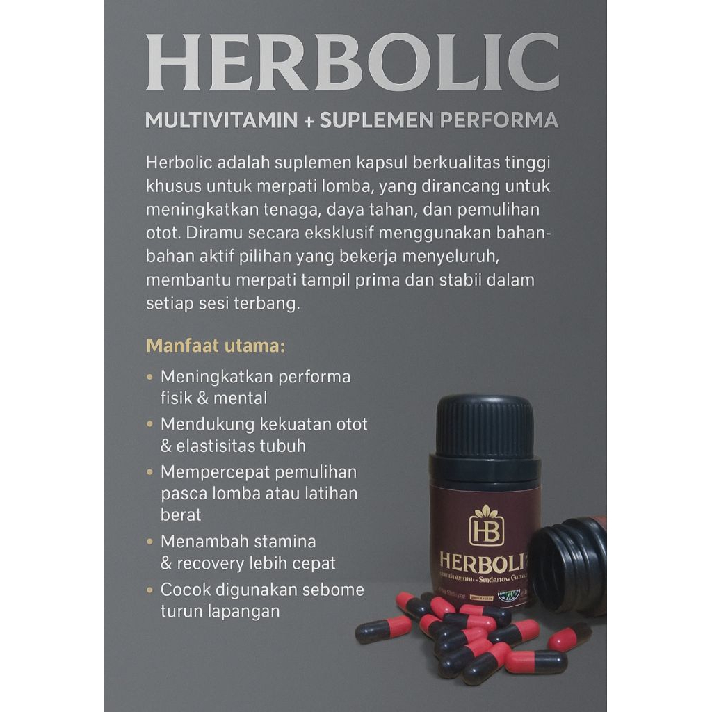 HERBOLIC multivitamin + suplemen performa Merpati isi 50 kapsul