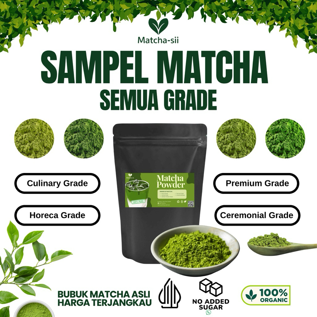 

(SAMPEL) MATCHA ALL GRADE | Culinary Grade | Premium Grade | Ceremonial Grade | Horeca Grade | 100% Pure Matcha | Tanpa Campuran | Matcha by Matchasii 20gr 30gr 50gr